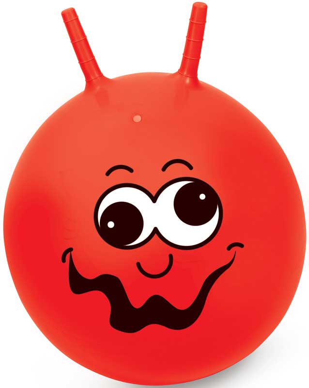 Hoppboll 45 cm Röd med roligt ansikte