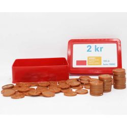 Leksakspengar 2 kr mynt 100 st