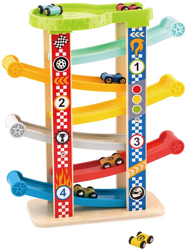 Tooky Toy Bilbana i trä för barn 7 våningsplan