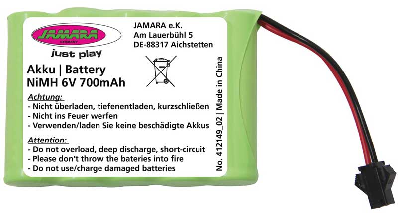 Extra Batteri Li-Ion 6 Volt, 700 mAh till Derago Jamara