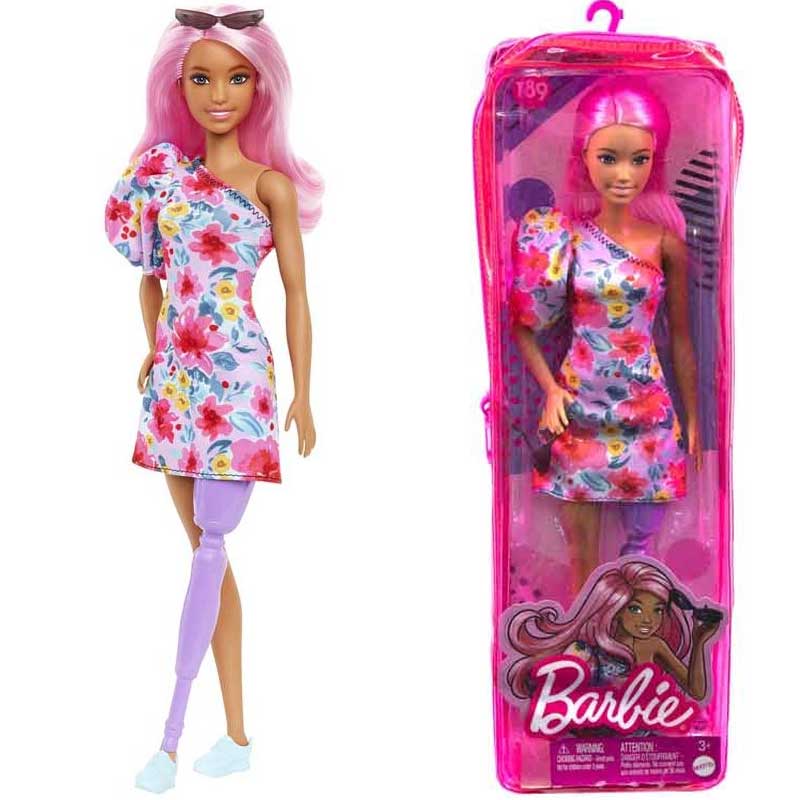 Barbiedocka med benprotes och blommig klÃ¤nning HBV21