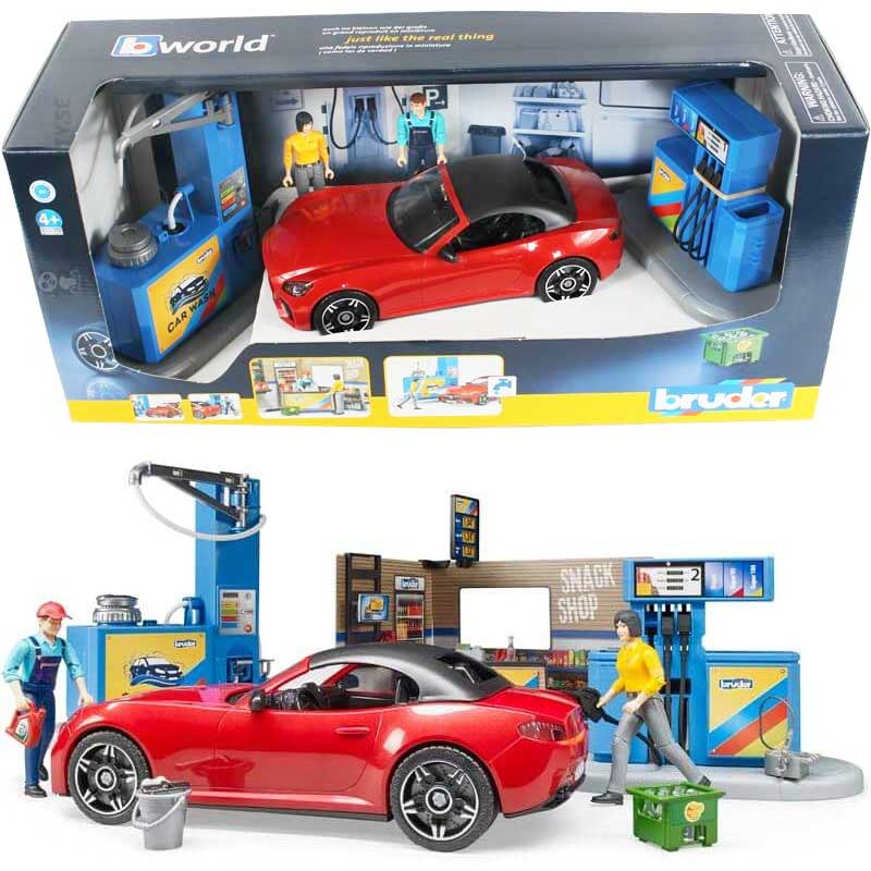 Bruder tankstation och butik med figurer och leksaksbil 62111