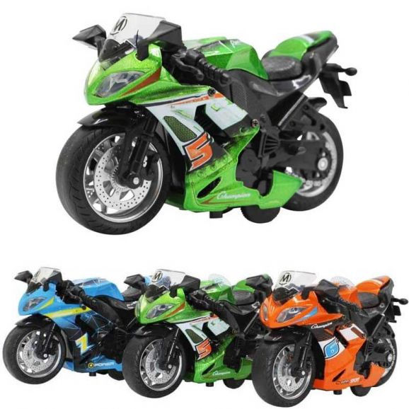 1 st. Leksaksmotorcykel med ljus, ljud och pullback-funktion 11 cm