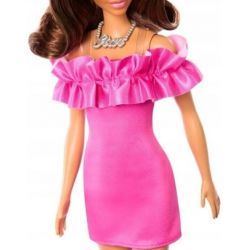 Barbie Fashionistas Docka With Brown Wavy Hair & Pink Dress, 65th Anniversary Nr 217 HRH15