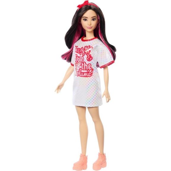 Barbie Fashionistas Black Wavy Hair With Twist ‘n’ Turn Dress Nr 214 HRH12