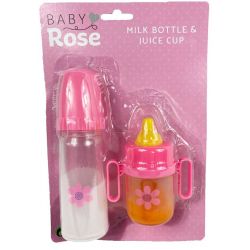 Baby Rose Juiceflaska och nappflaska med mjölk