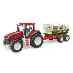 Bruder Roadmax tractor with forestry trailer and 3 trunks 03453