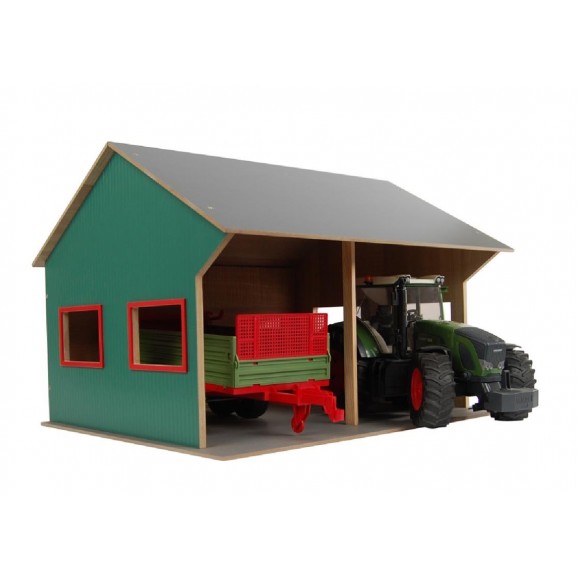 Maskinhall för 2 Bruder traktorer och redskap Kids Globe 1:16