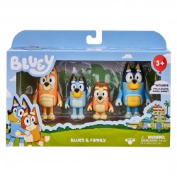 Bluey, 4 pack Figurer, Bluey-familjen