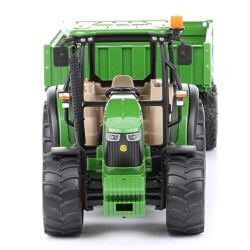 Bruder John Deere 5115M Traktor med släpkärra 2108 i skala 1:16
