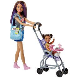 Barbie Skipper Babysitter Stroller med barnvagn