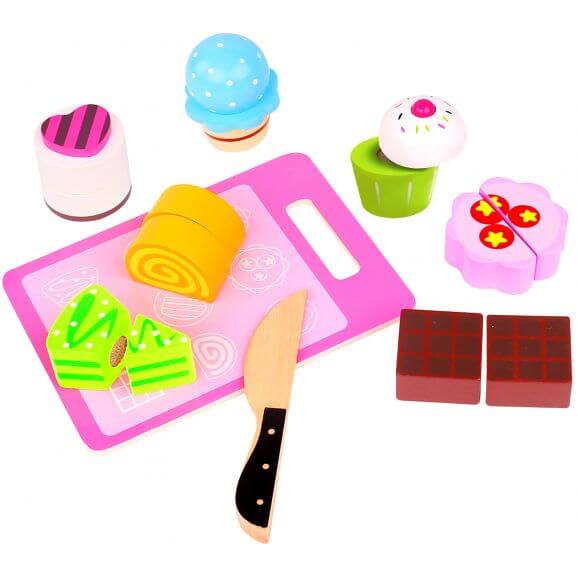 Delbar leksaksmat, kakor och muffins i trä Tooky Toy