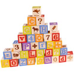 Alfabetsklossar leksak stort paket 50 delar Tooky Toy