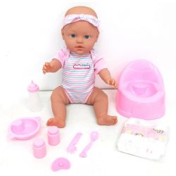 Doll 43 Cm Drink & Pee With 9 Accessories