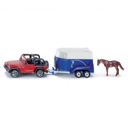 Siku Jeep Wrangler med hästsläp och en häst 1:87