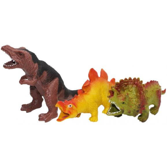 Dinosaurie T-Rex, Triceratops, Stegosaurus Stretchy i mjukt gummi