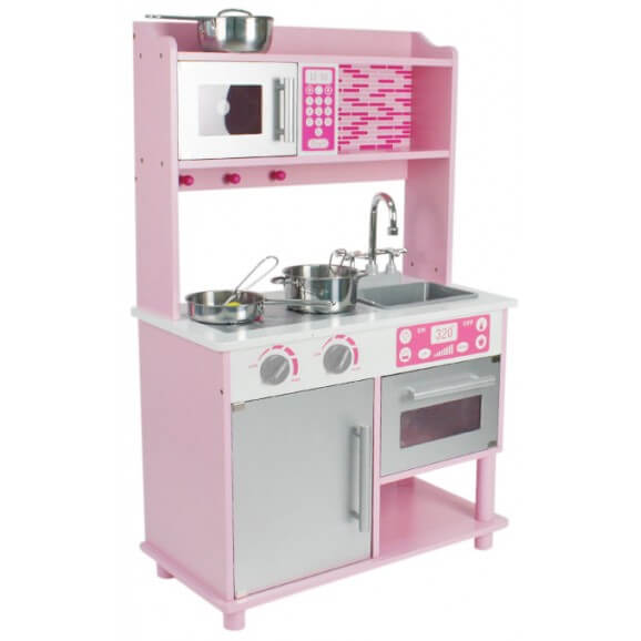 Större leksakskök, rosa med micro, ugn och skåp
