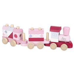 Leksakståg i trä med träklossar Rosa