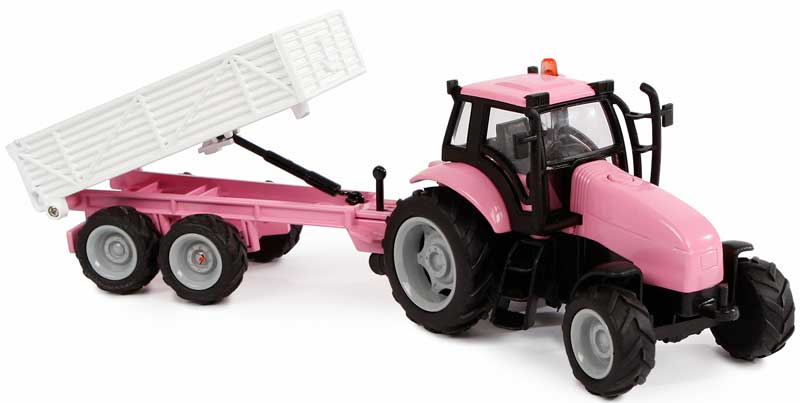 Leksakstraktor rosa med ljud, ljus och med tippsläp Kids Globe
