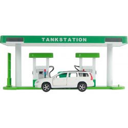Kids Globe Tankstation och en leksaksbil Volvo V70