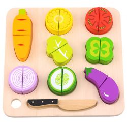 Tooky Toy Leksaksmat delbara grönsaker i trä med skärbräda