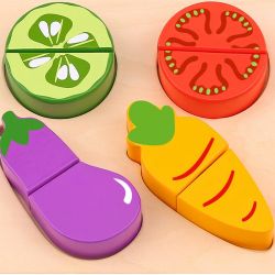Tooky Toy Leksaksmat delbara grönsaker i trä med skärbräda