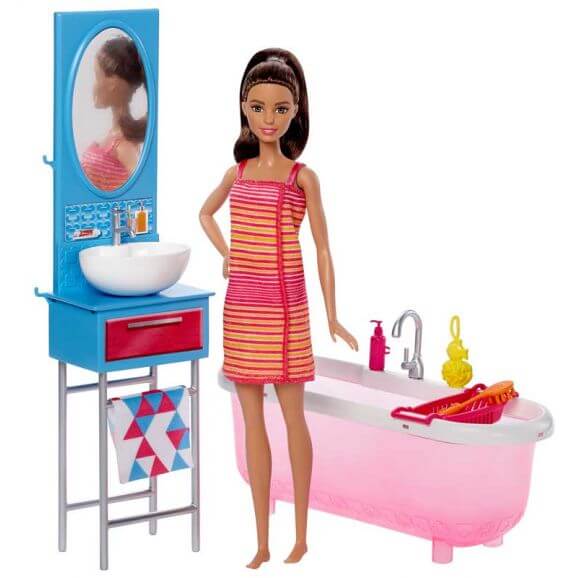 Barbie med badkar och handfat