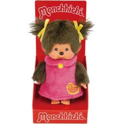 Monchhichi Fluffy Applique One Piece Girl Pink 20 cm