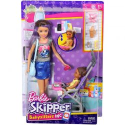 Barbie Skipper Babysitter Stroller med Barnvagn FJB00
