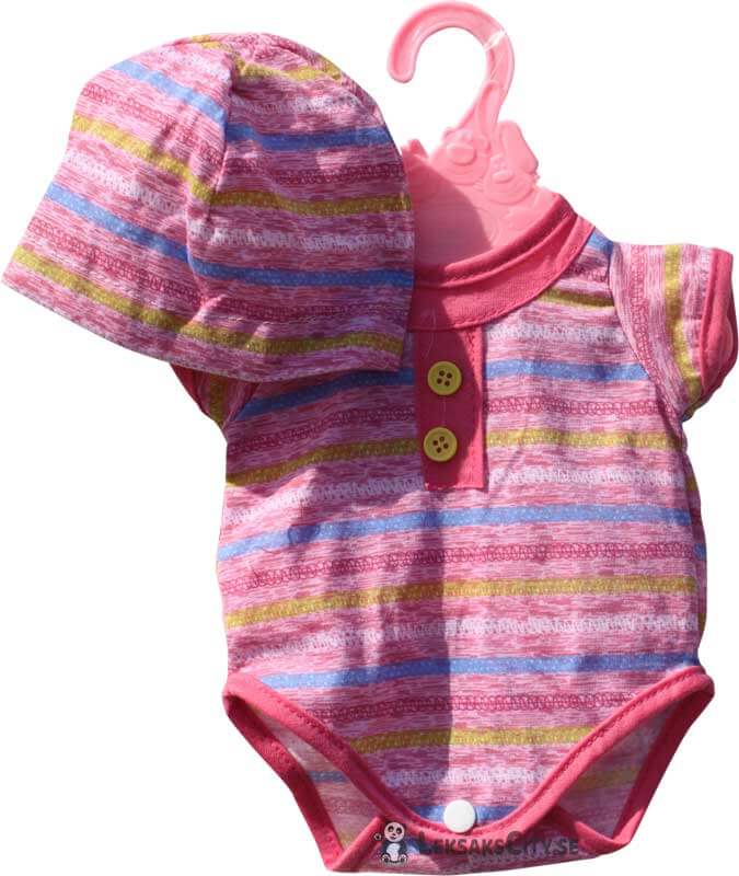 Läs mer om Baby Rose Dockkläder Randig Body med mössa