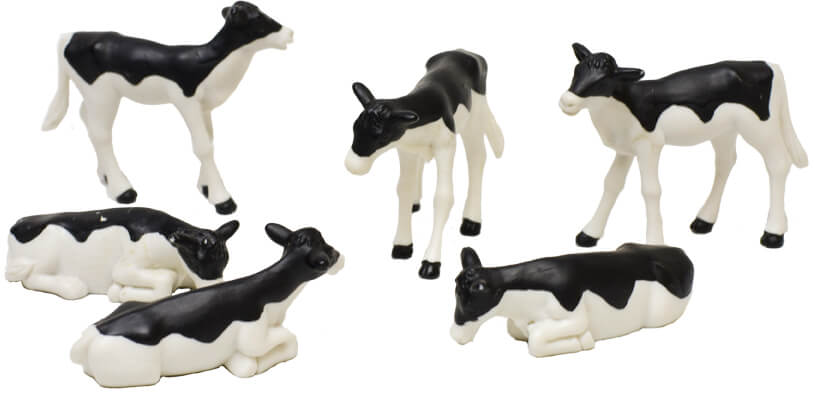 Läs mer om Kalvar av rasen Holstein leksaksdjur Kids Globe 1:32