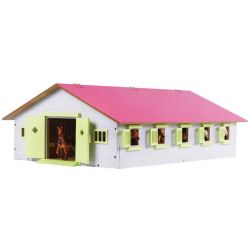 Häststall 9 st. stallboxar rosa leksak till Schleich hästar Kids Globe 1:32