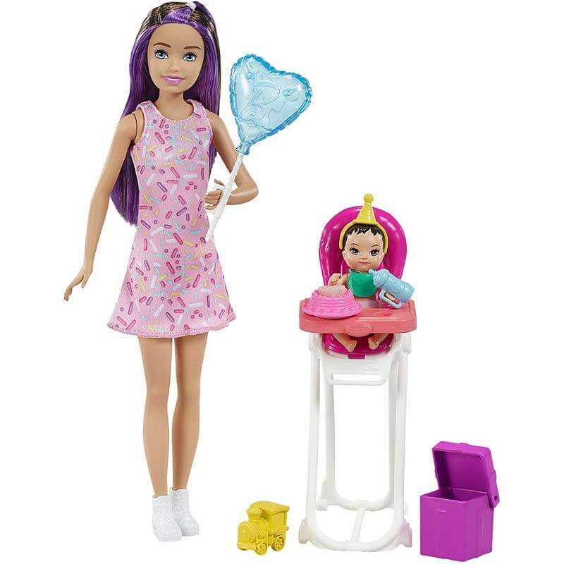 Läs mer om Barbie Barnvakt Skipper Color Change Baby Doll med matstol GRP40