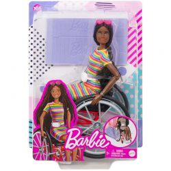 Barbie med rullstol Crimped Brunette Hair