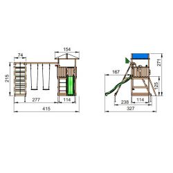 Jungle Gym Hut lektorn komplett inkl. climb module xtra og rutschkana, grundmålat svart