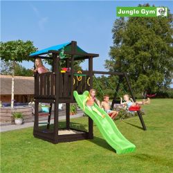 Jungle Gym Hut lektorn komplett inkl. swing module xtra og rutschkana, grundmålat svart