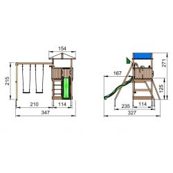 Jungle Gym Hut lektorn komplett inkl. swing module xtra og rutschkana, grundmålat svart