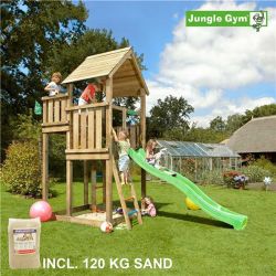 Jungle Gym Villa lektorn komplett med gungor, rutschkana, grundmålat svart