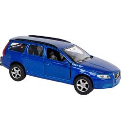 Leksaksbil Volvo V70 blå och husvagn Kids Globe