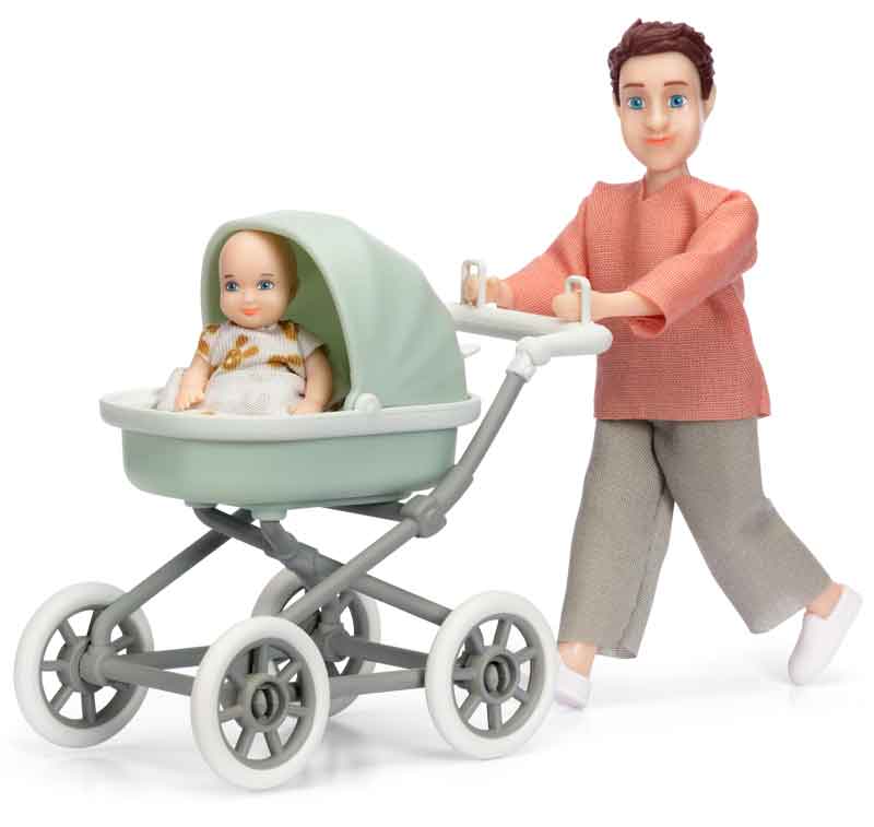 Läs mer om Lundby Docka med bebis och barnvagn