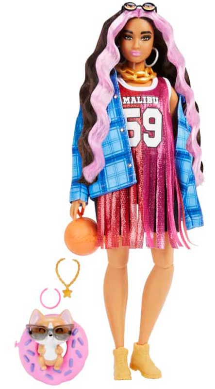 Barbie Extra Docka med katt Basketball Jersey Klänning