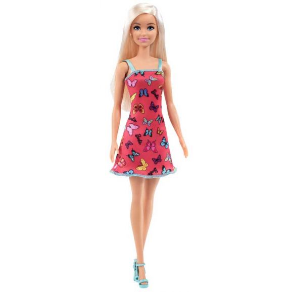 Barbie Entry Docka med en fin röd klänning med fjärilar