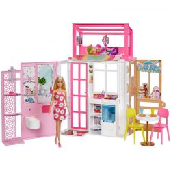 Barbie Dockhus med docka och möbler HCD48 leksak