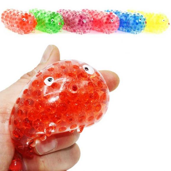 Klämlarv Squeeze Larv med mjuka pärlor Fidget 10 cm