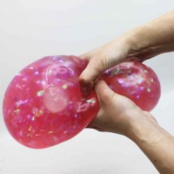 Stor Klämboll med glittriga band inuti Squeeze 15 cm