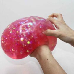 Stor Klämboll med glittriga band inuti Squeeze 15 cm