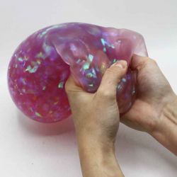 Stor Klämboll med glittriga band inuti Squeeze 15 cm