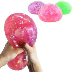 Stor Klämboll med glittriga band inuti Squeeze 15 cm