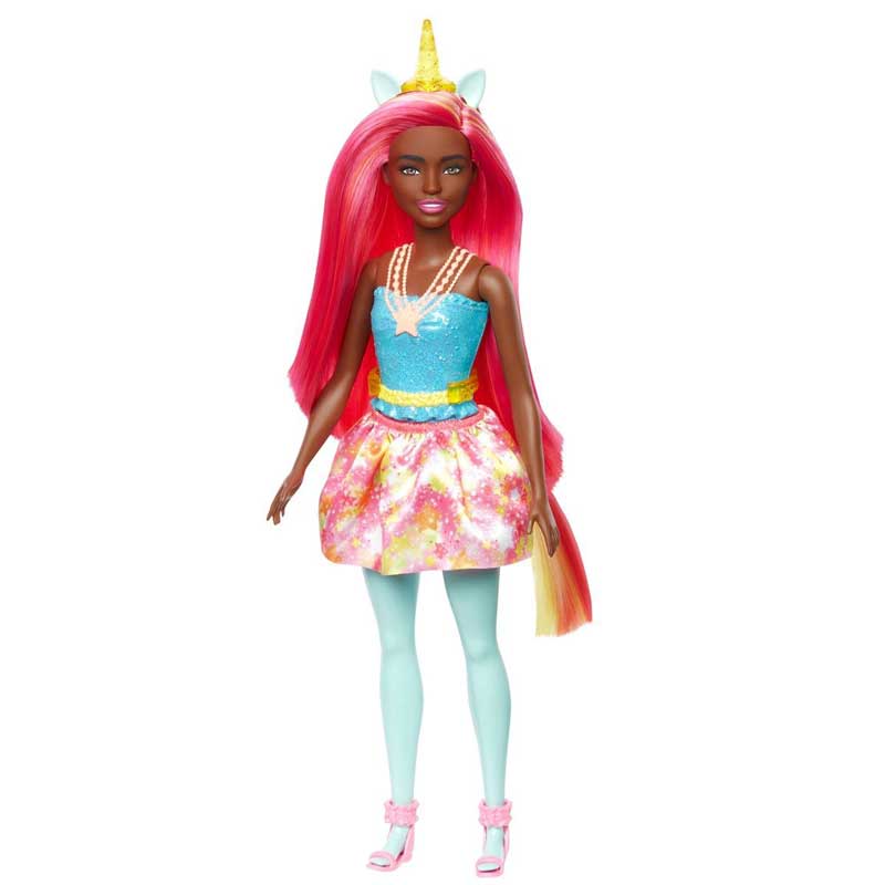 Läs mer om Barbie Unicorn Dreamtopia Rosa hår med slingor