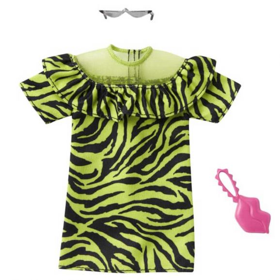 Barbiekläder dress med glasögon och väska